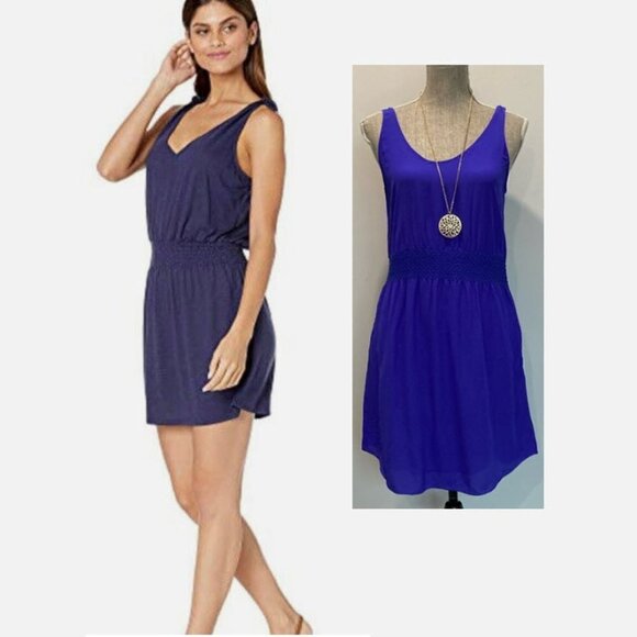 Aritzia Royal Blue Mini Silk Slip Dress - Picture 1 of 13